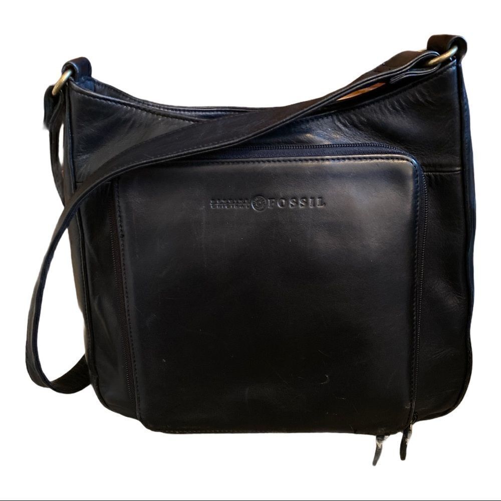 Fossil 1954 Black Leather 75082 Bucket Bag Purse